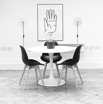 Modern interior with a table and two chairs Modern interior with a table and two chairs